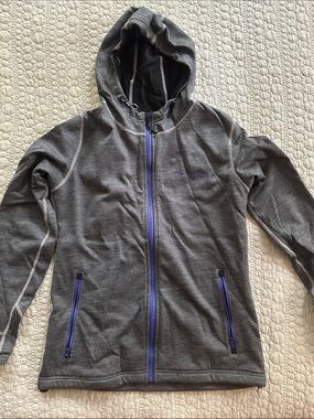 Voormi Gray Hooded Drift Zip Jacket with Purple Accents